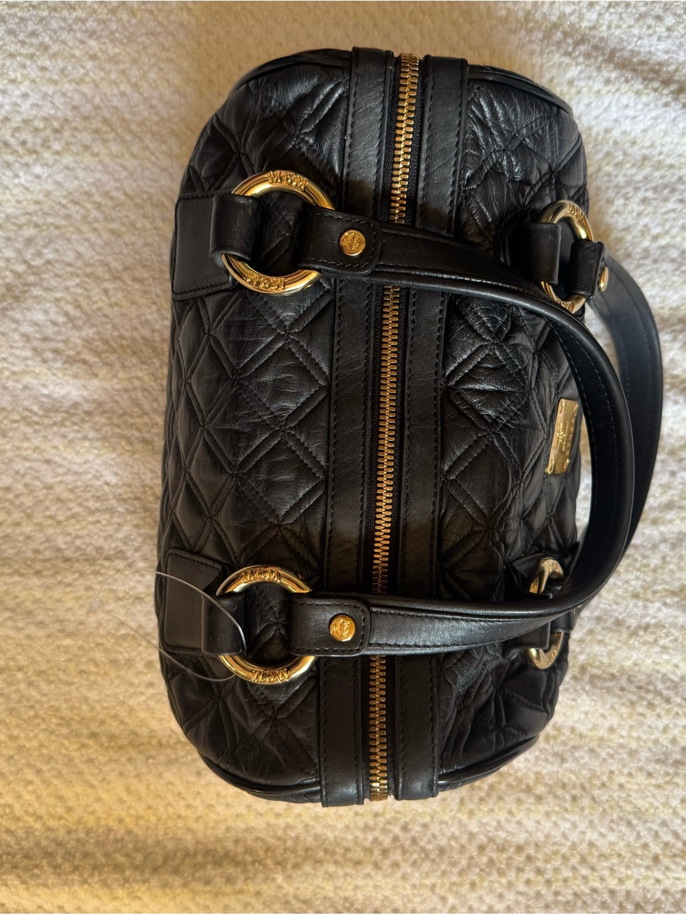MCM Black Quilted Leather Shoulder Bag with Gold Hardware - Picture 5 of 5